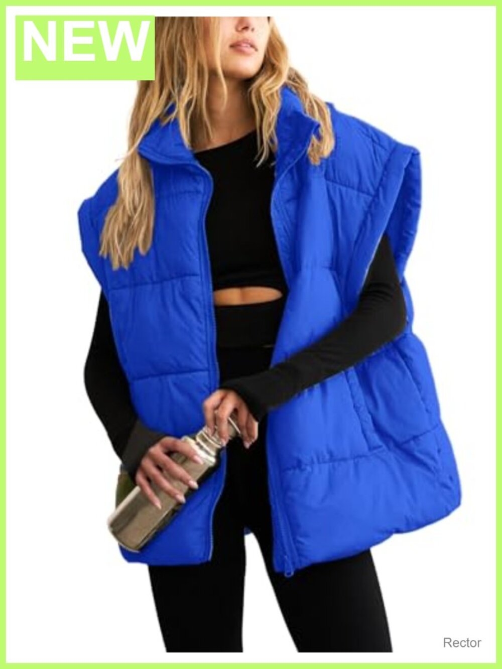 Oversized Quilted Puffer Vest Sleeveless Zip Up Winter Outerwear